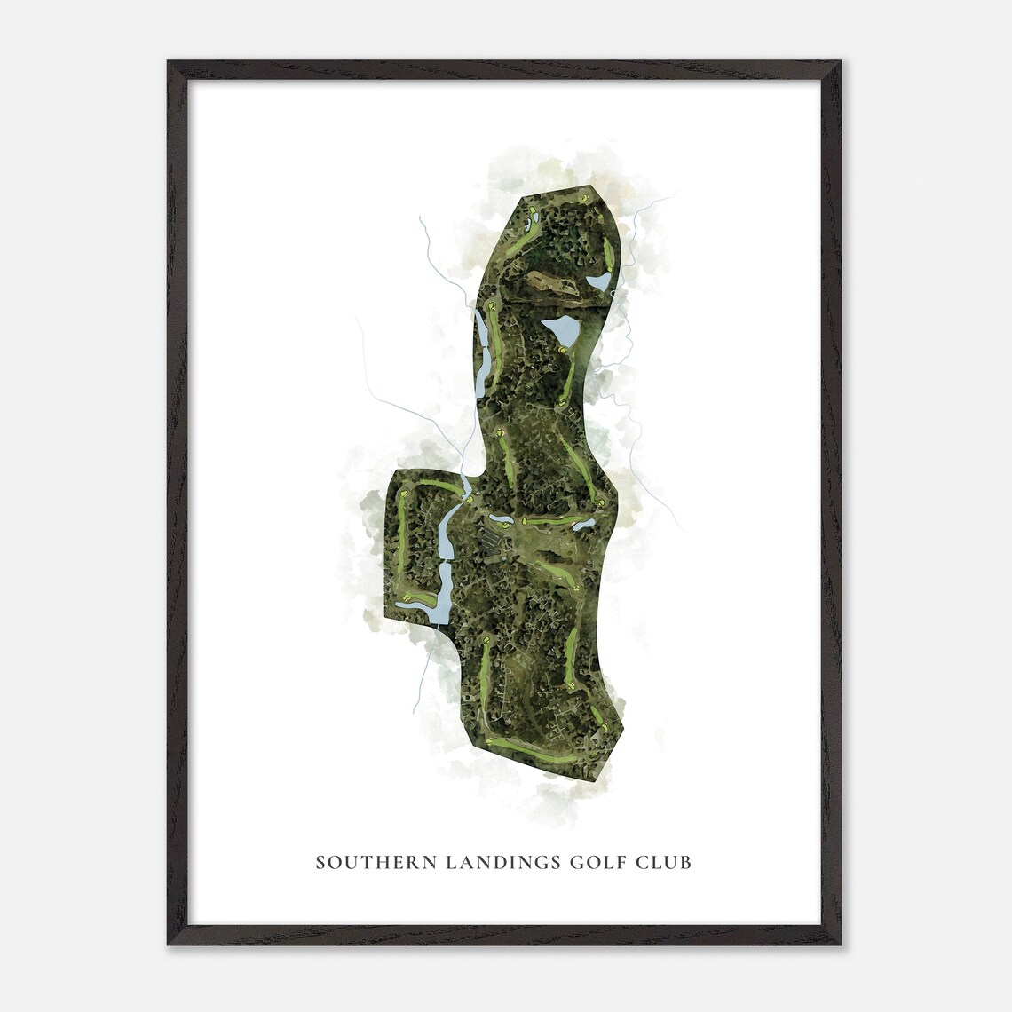 Southern Landings Golf Club Classic Watercolor Course Map Poster - Image 3