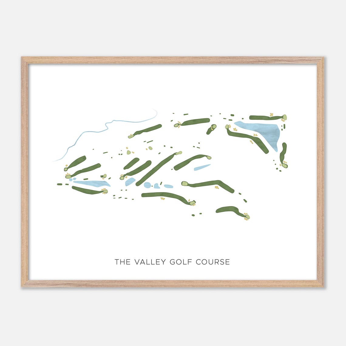The Valley Golf Course Minimalist Green Fairways Map Art Poster