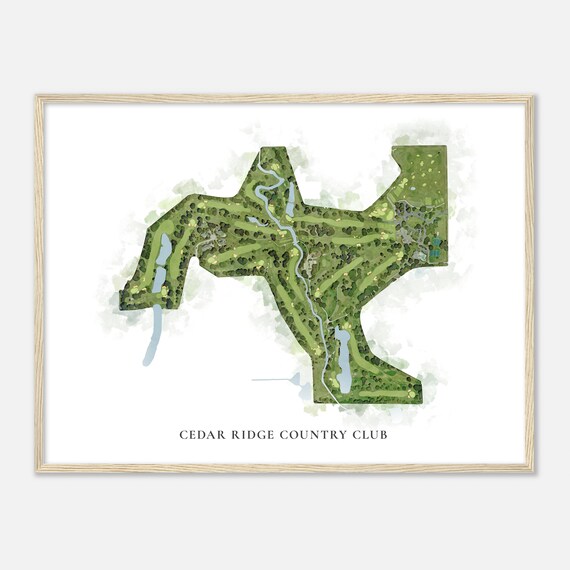 Cedar Ridge Country Club Oklahoma Classic Watercolor Map Golfer Gift Golf Wall Art Golf Poster Print Course Layout