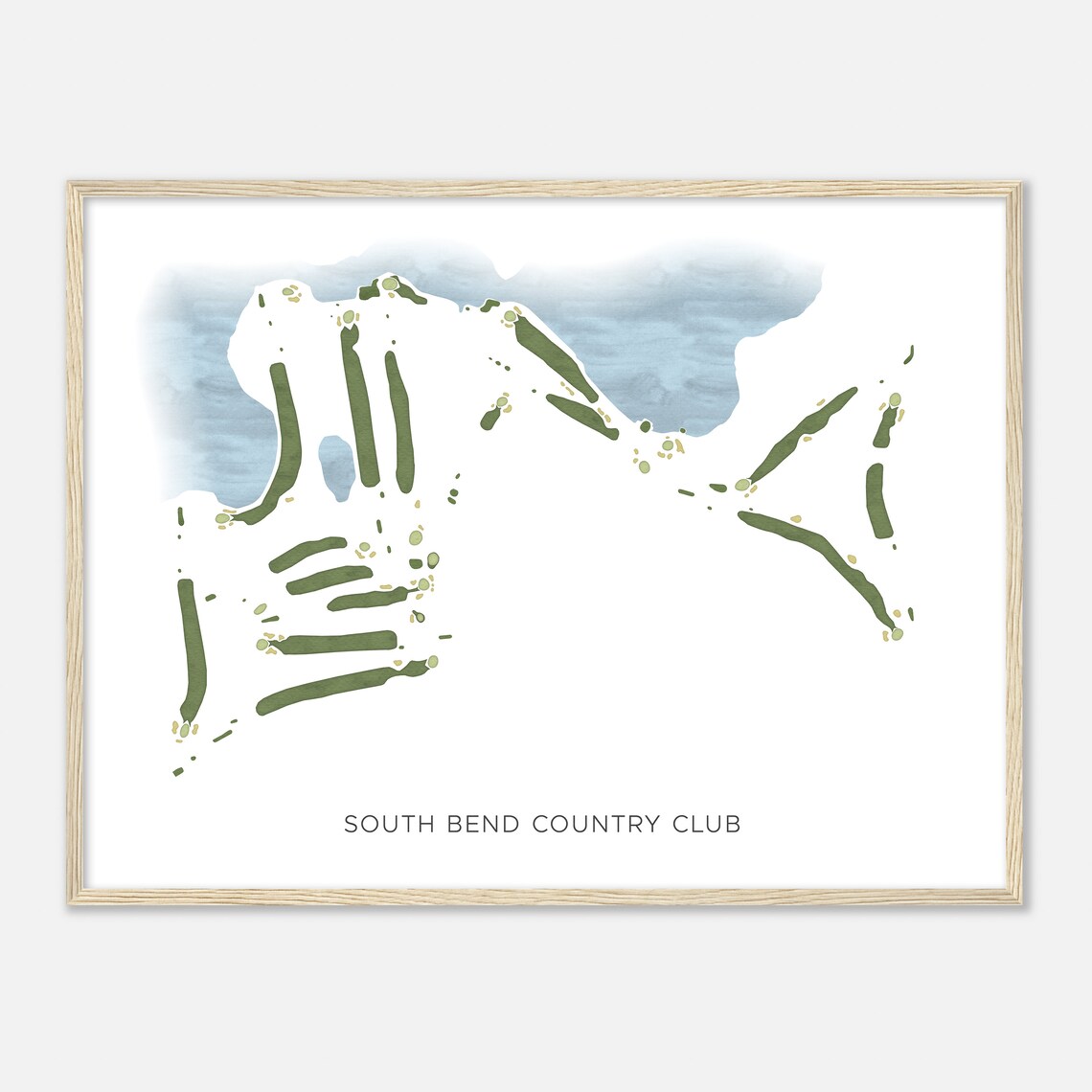 South Bend Country Club Minimalist Watercolor Golf Course Map Poster - Image 2