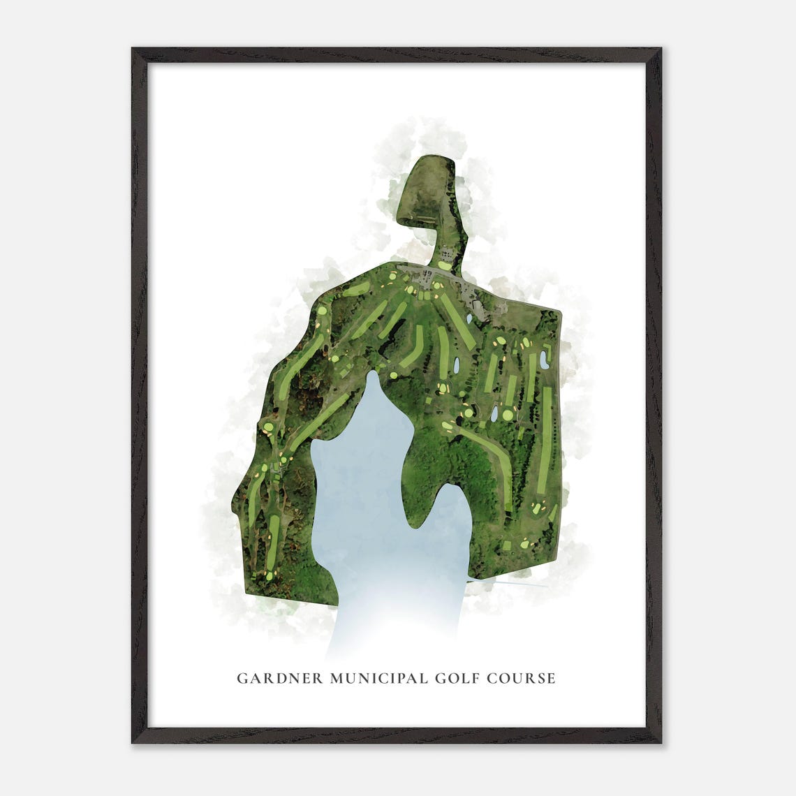 Gardner Municipal Golf Course Classic Watercolor Map Art Poster - Image 3