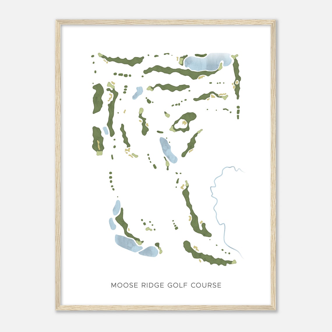 Moose Ridge Golf Course Modern Minimalist Watercolor Map Wall Art