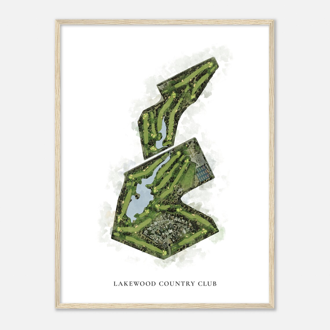 Lakewood Country Club Classic Watercolor Golf Course Layout Map Poster - Image 2