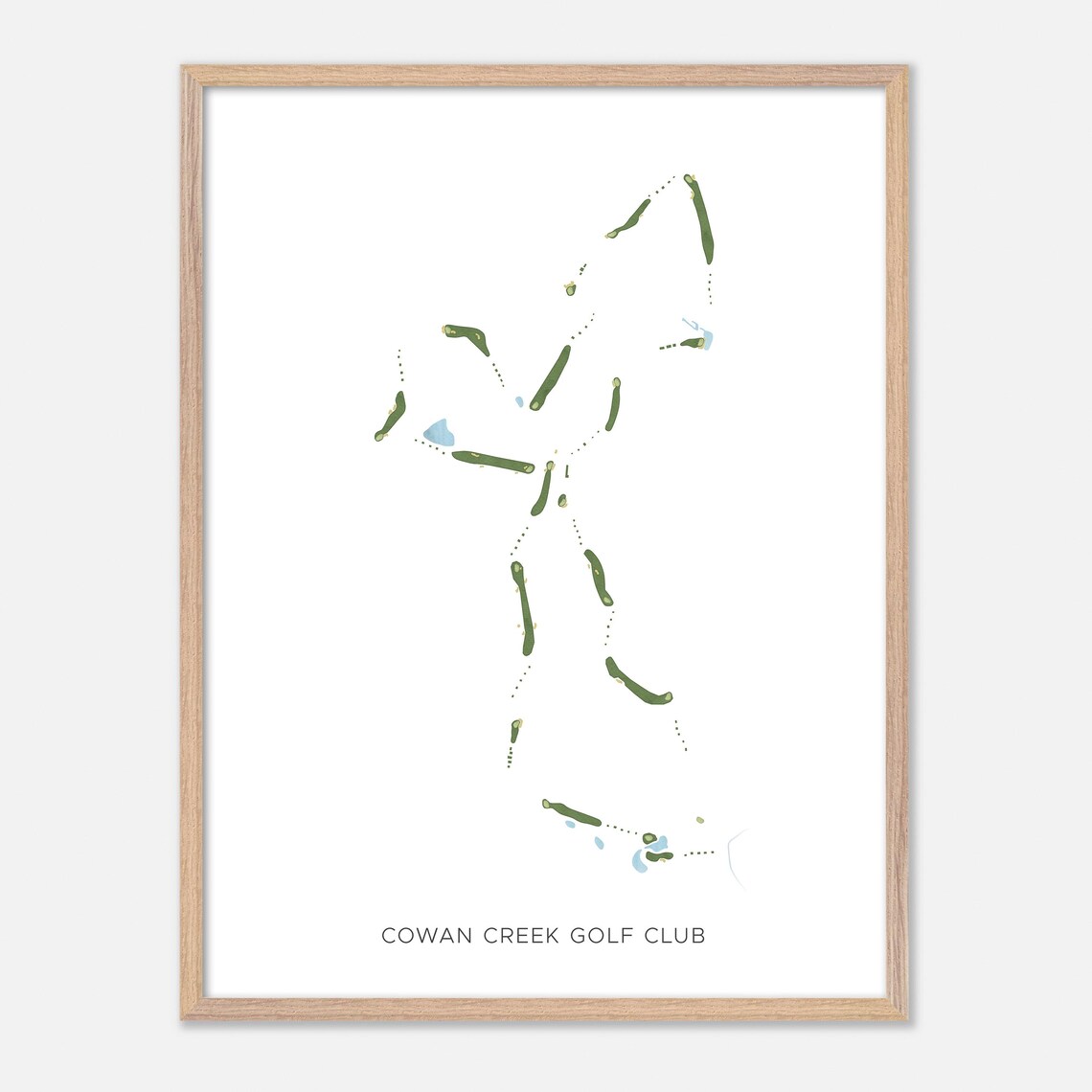 Cowan Creek Golf Club Texas Modern Watercolor Course Map Poster - Image 2