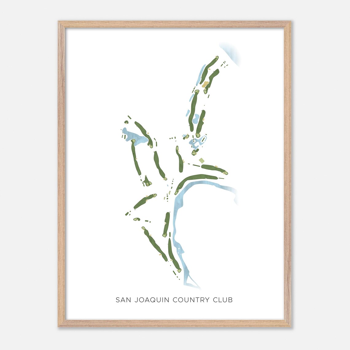 San Joaquin Country Club California Modern Golf Course Map Wall Art - Image 6