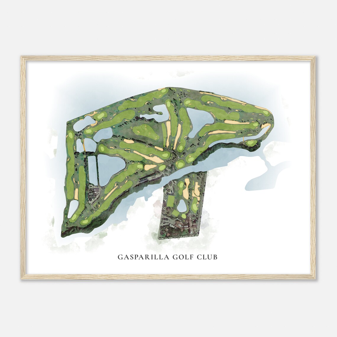 Gasparilla Golf Club Florida Classic Watercolor Map Art Poster - Image 2