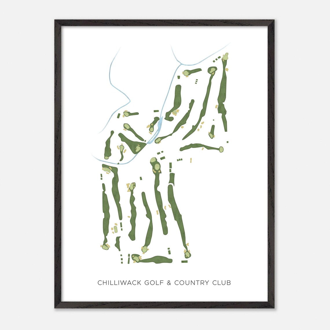 Chilliwack Golf & Country Club Canada Modern Watercolor Golf Map Poster - Image 2