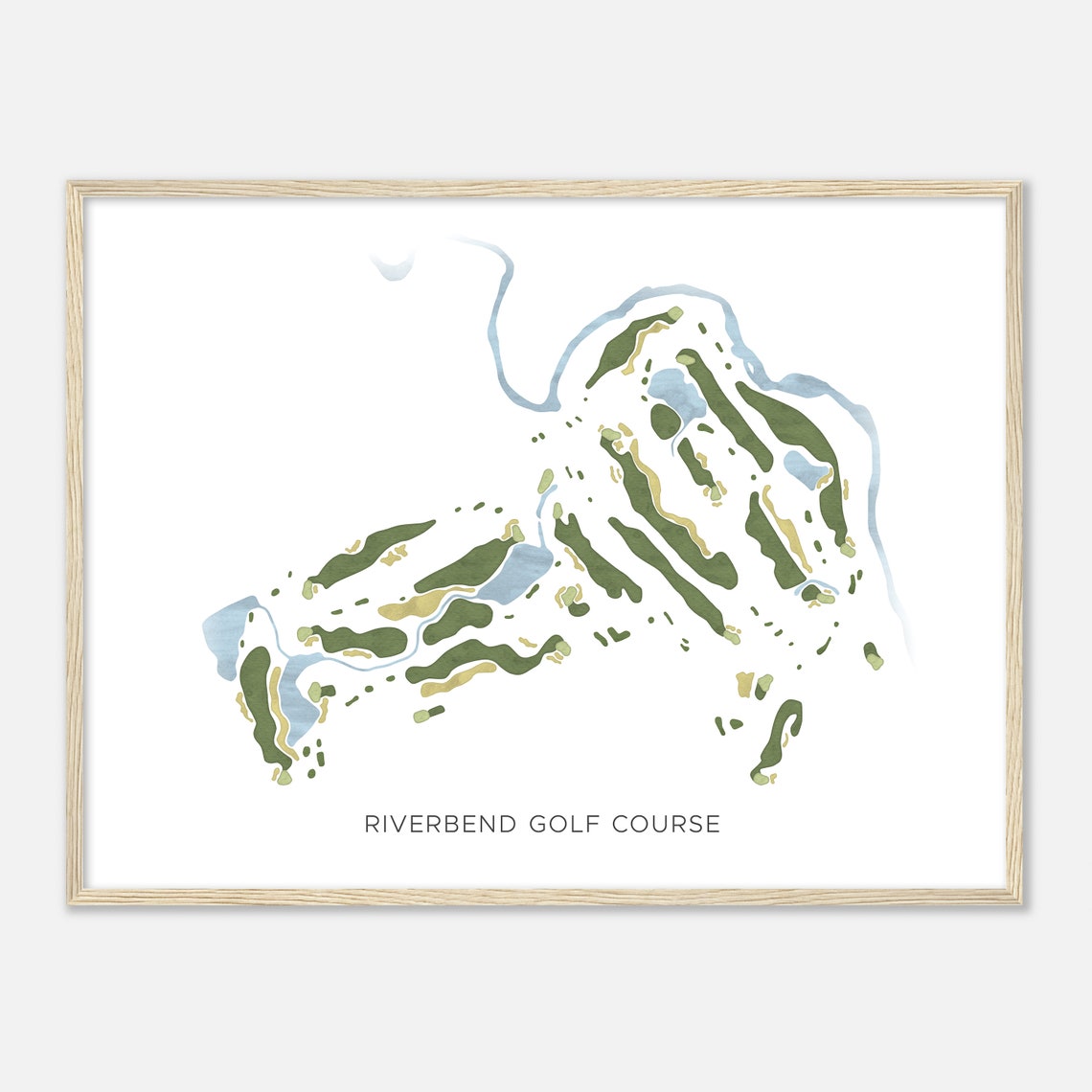 Riverbend Golf Course Minimalist Watercolor Map Poster With River