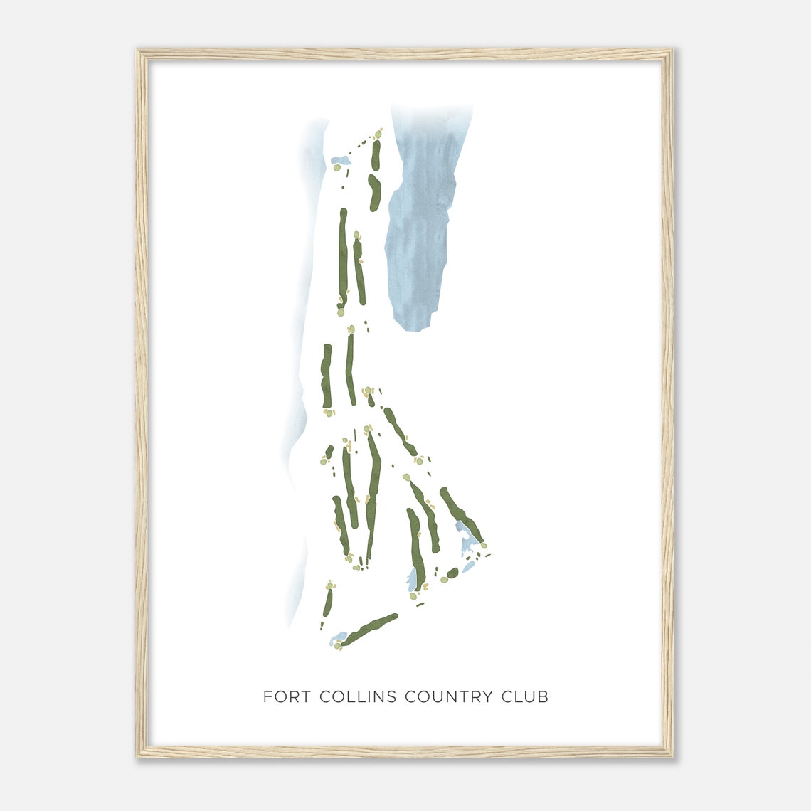 Fort Collins Country Club Watercolor Golf Map Minimalist Wall Poster - Image 2