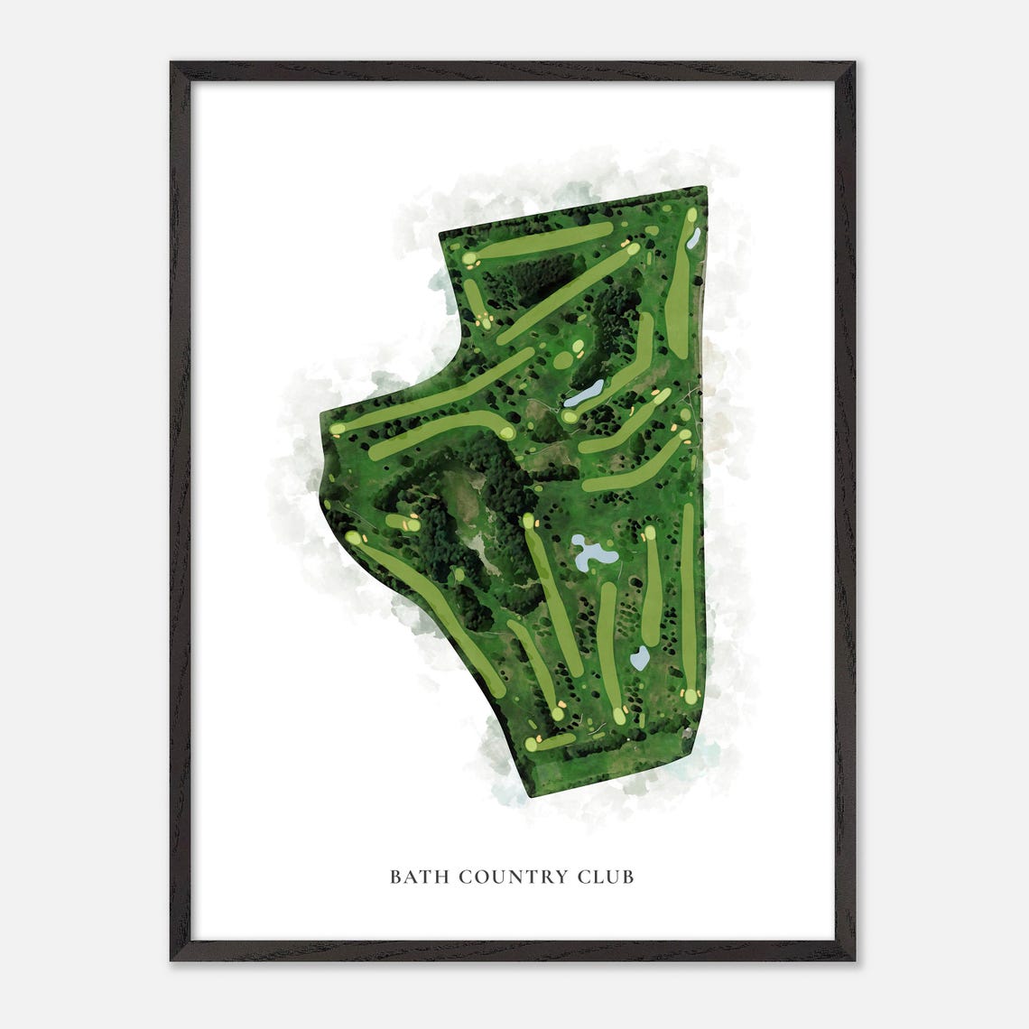 Bath Country Club New York Classic Watercolor Golf Course Map Poster - Image 3