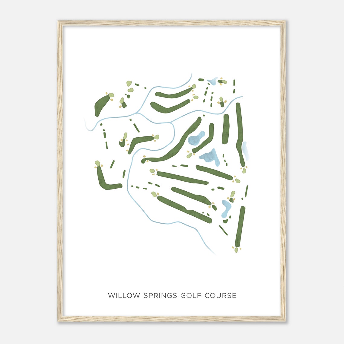 Willow Springs Golf Course Modern Watercolor Golf Course Map Poster - Image 2