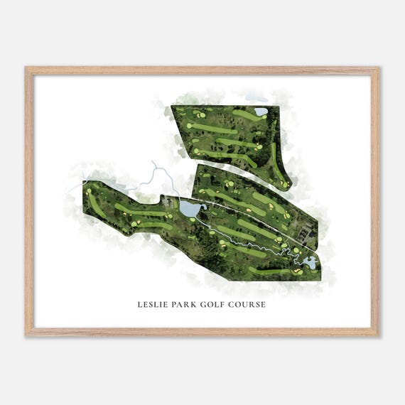 Leslie Park Golf Course In Ann Arbor Michigan Classic Watercolor Map Golfer Gift Golf Wall Art Golf Poster Print Course Layout