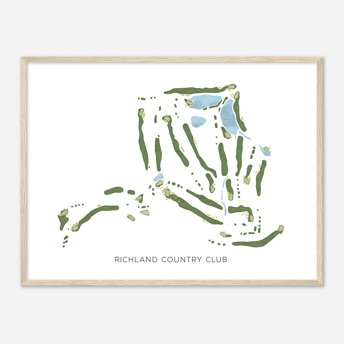 Richland Country Club Tennessee Modern Watercolor Golf Map Poster - Image 2