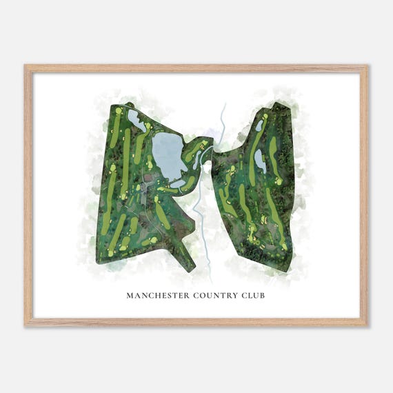 Manchester Country Club In Manchester Vermont Classic Watercolor Map Golfer Gift Golf Wall Art Golf Poster Print Course Layout