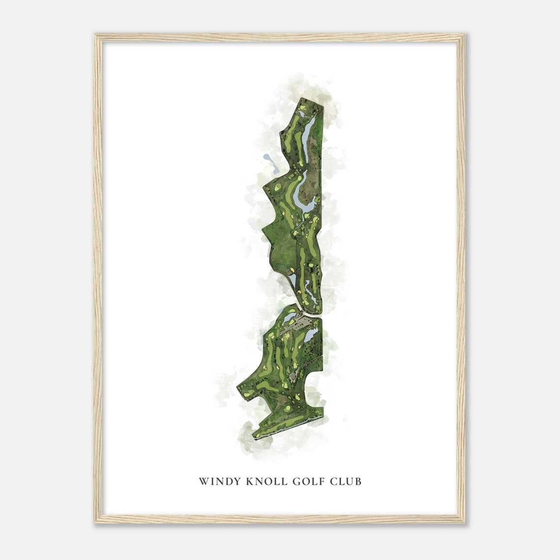 Windy Knoll Golf Club Classic Watercolor Aerial Golf Course Map Poster - Image 2