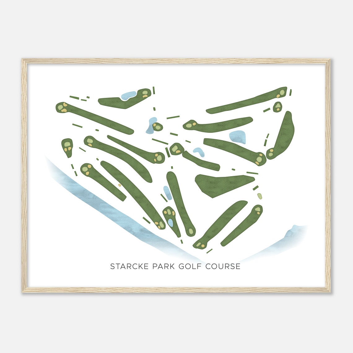 Starcke Park Golf Course Texas Modern Watercolor Course Map Poster
