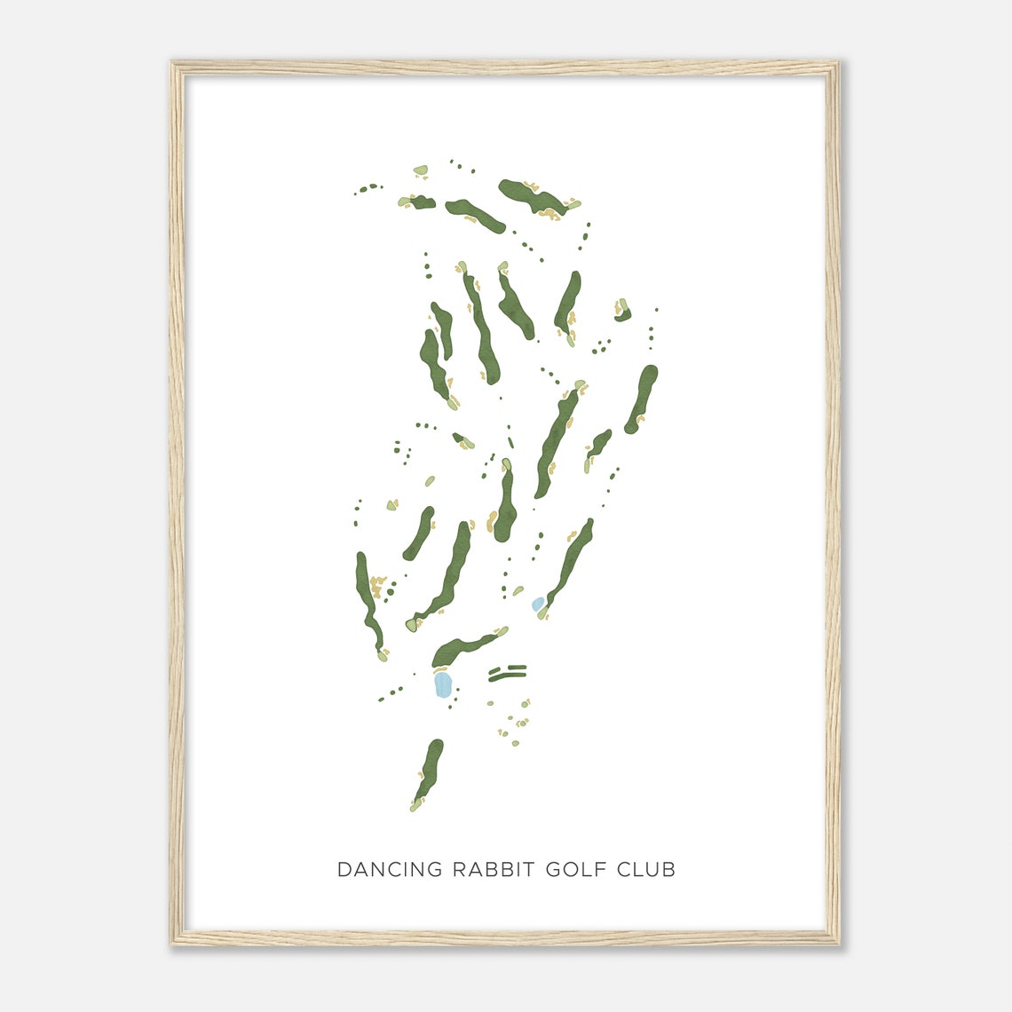 Dancing Rabbit Golf Club Modern Minimalist Watercolor Map Poster