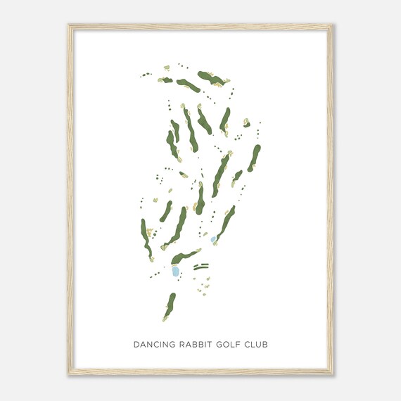 Dancing Rabbit Golf Club Modern Minimalist Watercolor Map Poster