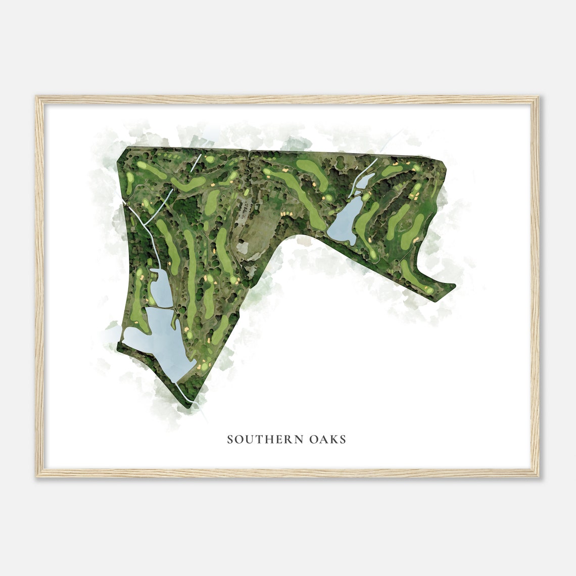 Southern Oaks Classic Watercolor Course Map Golfer Gift Poster - Image 2