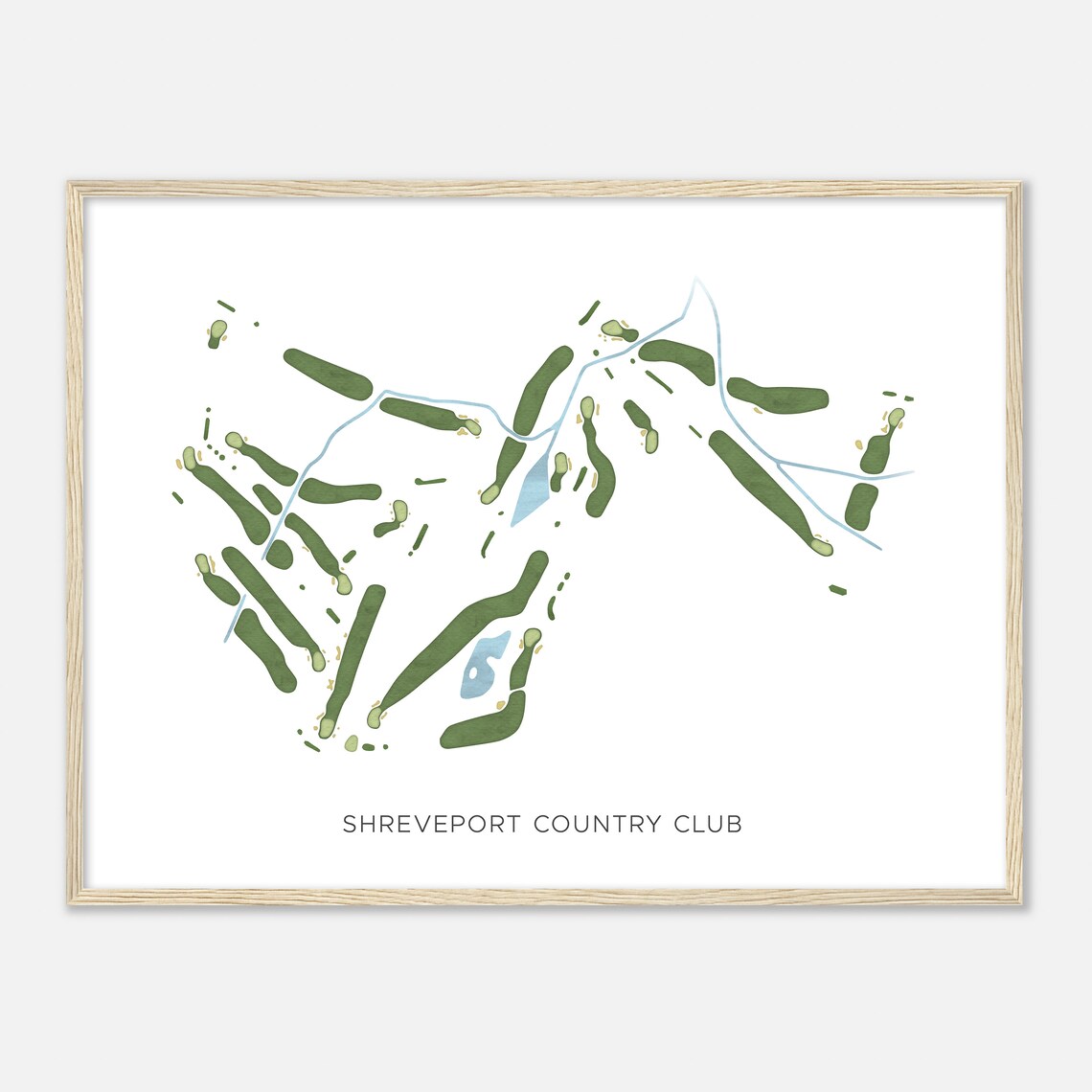 Shreveport Country Club Modern Watercolor Golf Course Map Poster - Image 2