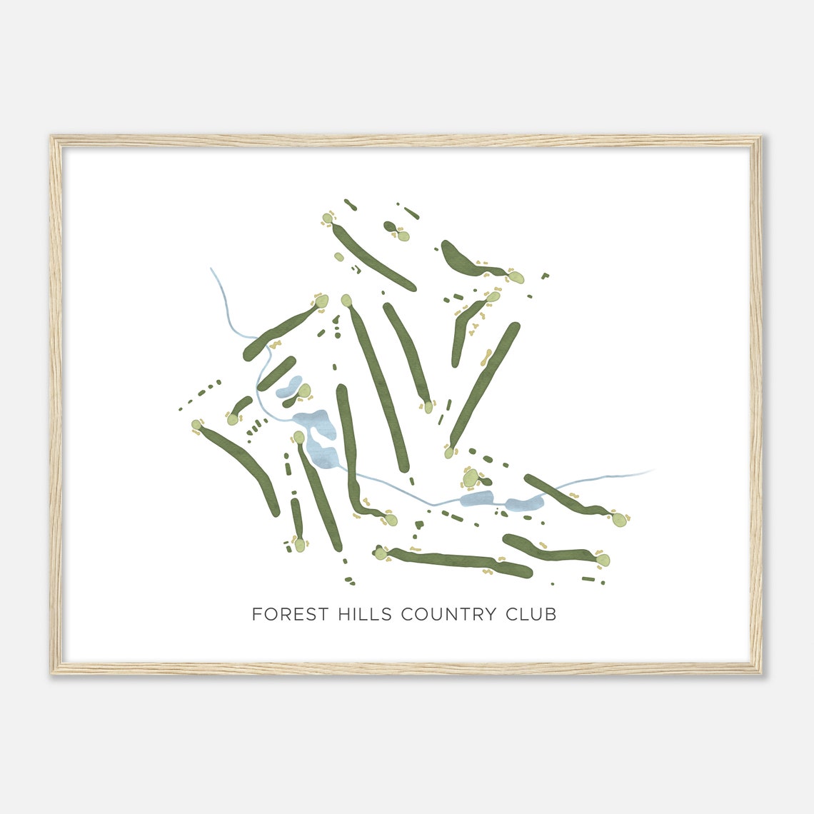 Forest Hills Country Club Minimalist Golf Map Art Print Gift