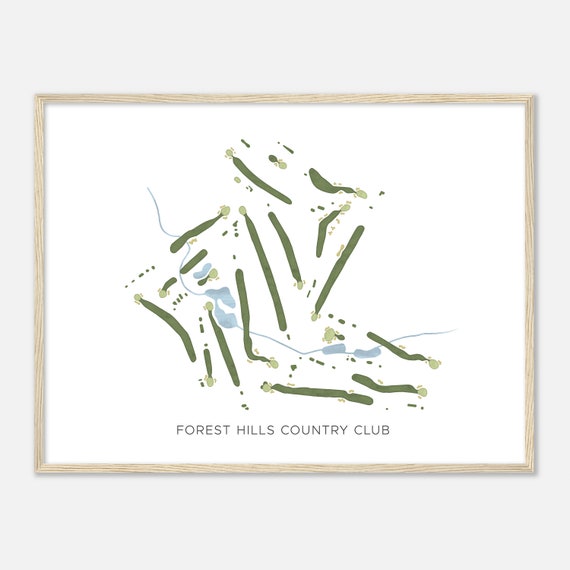 Forest Hills Country Club Illinois Modern Watercolor Map Golfer Gift Golf Wall Art Golf Poster Print Course Layout
