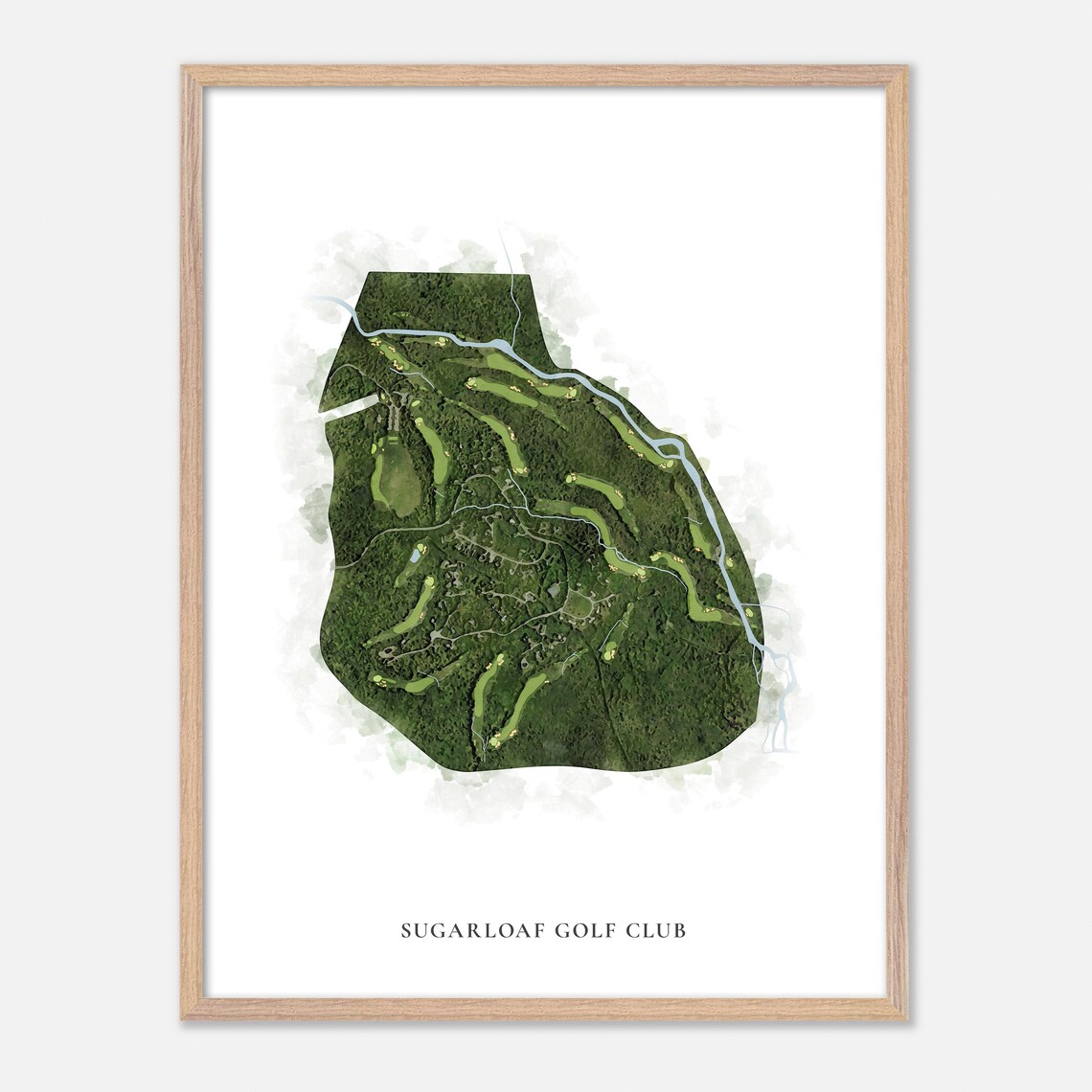Sugarloaf Golf Club Forest Watercolor Course Map Aerial Wall Art - Image 2