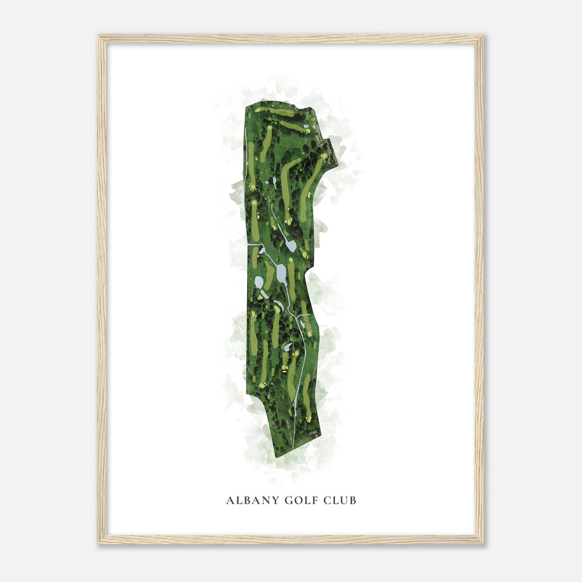 Albany Golf Club Classic Watercolor Aerial Course Map Poster - Image 2