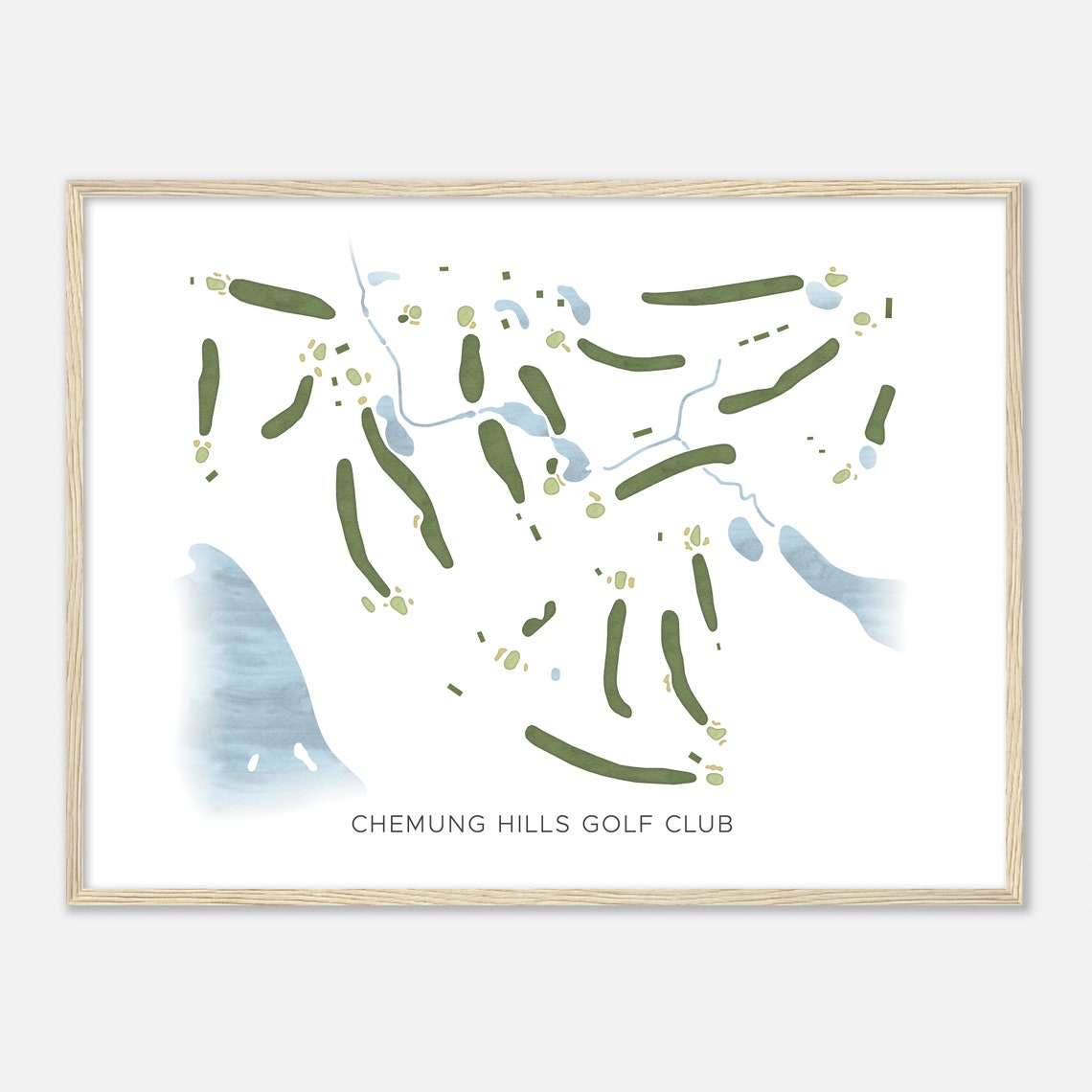 Chemung Hills Golf Club Modern Minimalist Course Layout Map Poster - Image 2