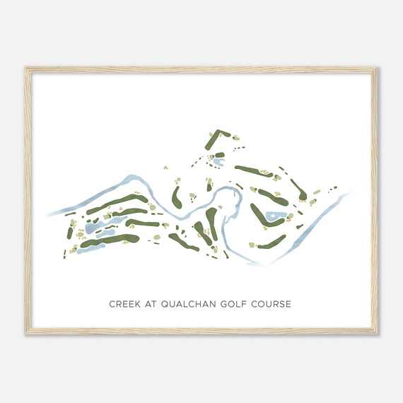 Creek At Qualchan Golf Course Washington Modern Watercolor Map Golfer Gift Golf Wall Art Golf Poster Print Course Layout