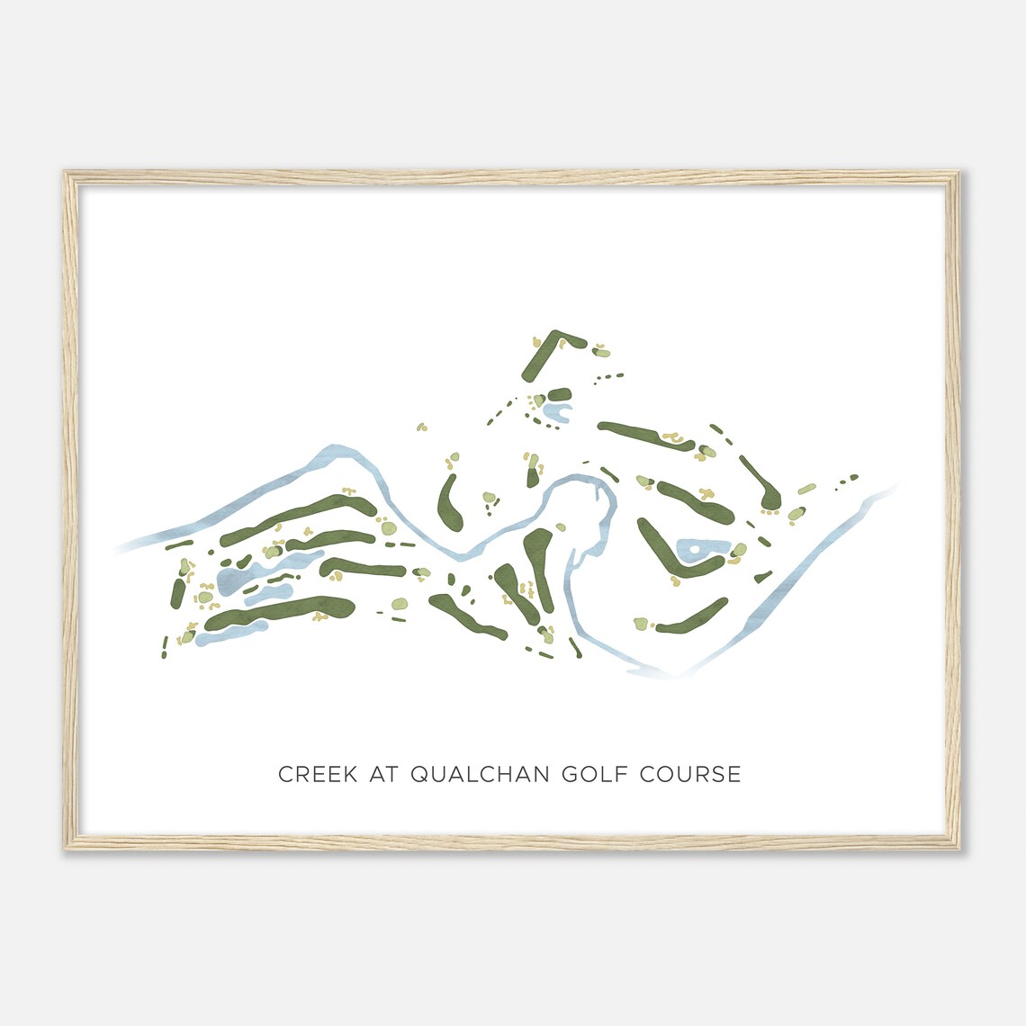 Creek At Qualchan Golf Course Washington Modern Watercolor Map Golfer Gift Golf Wall Art Golf Poster Print Course Layout