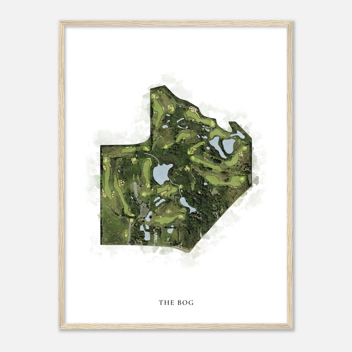 The Bog Wisconsin Classic Watercolor Map Golfer Gift Golf Wall Art Golf Poster Print Course Layout
