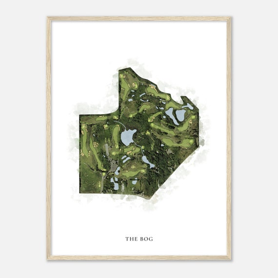 The Bog Wisconsin Classic Watercolor Map Golfer Gift Golf Wall Art Golf Poster Print Course Layout