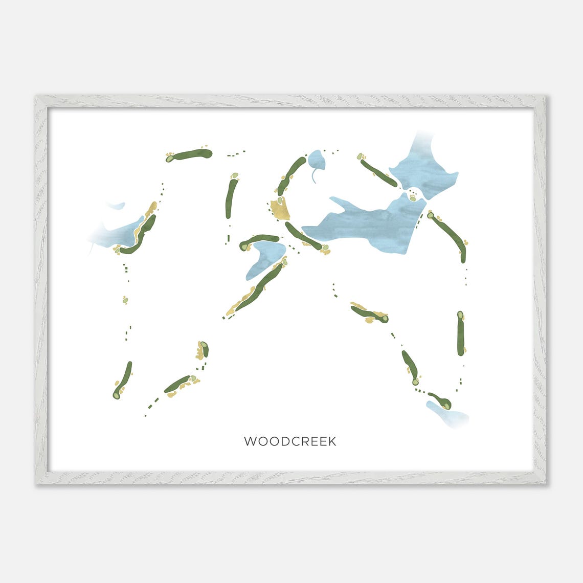Woodcreek Watercolor Fairway Map Lakeside Layout Gift Poster - Image 4