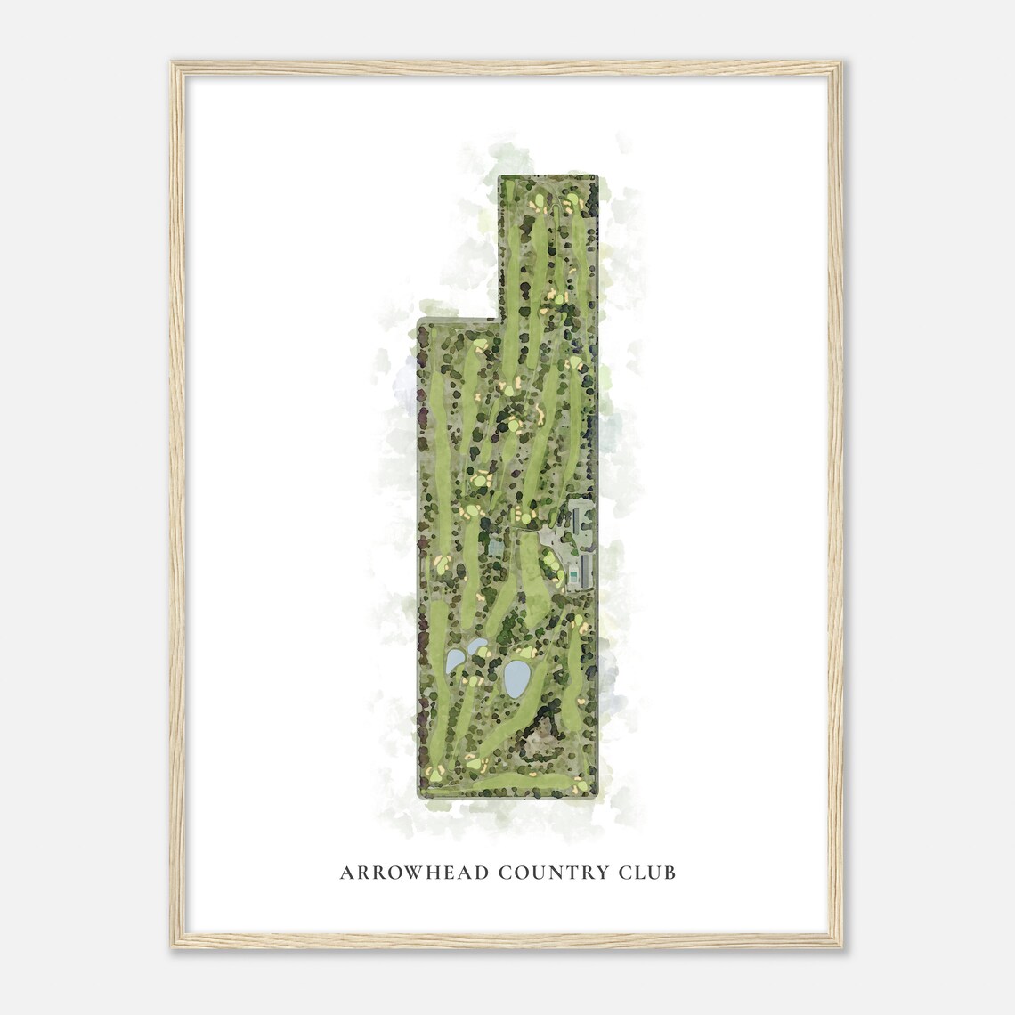Arrowhead Country Club Classic Aerial Watercolor Course Map Art Poster - Image 2