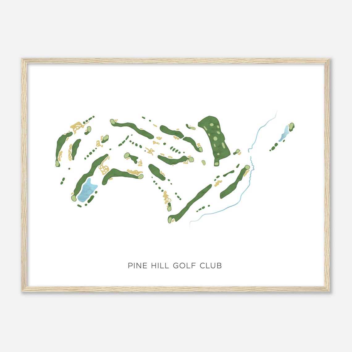 Pine Hill Golf Club Modern Watercolor Minimalist Course Map Poster - Image 2