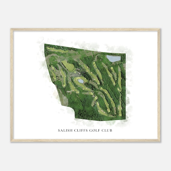 Salish Cliffs Golf Club Washington Classic Watercolor Map Golfer Gift Golf Wall Art Golf Poster Print Course Layout