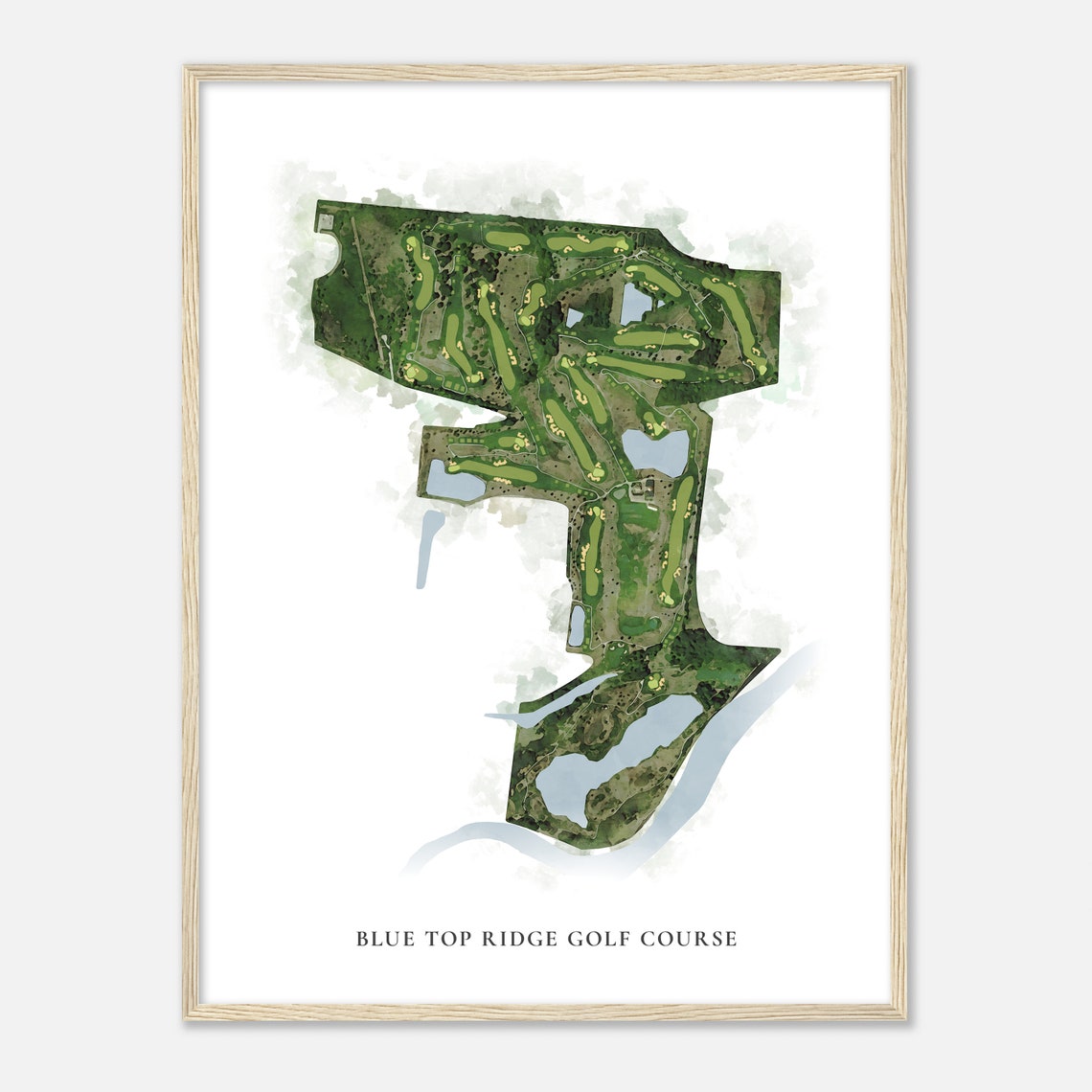 Blue Top Ridge Golf Course Iowa Classic Watercolor Map Golfer Gift Golf Wall Art Golf Poster Print Course Layout