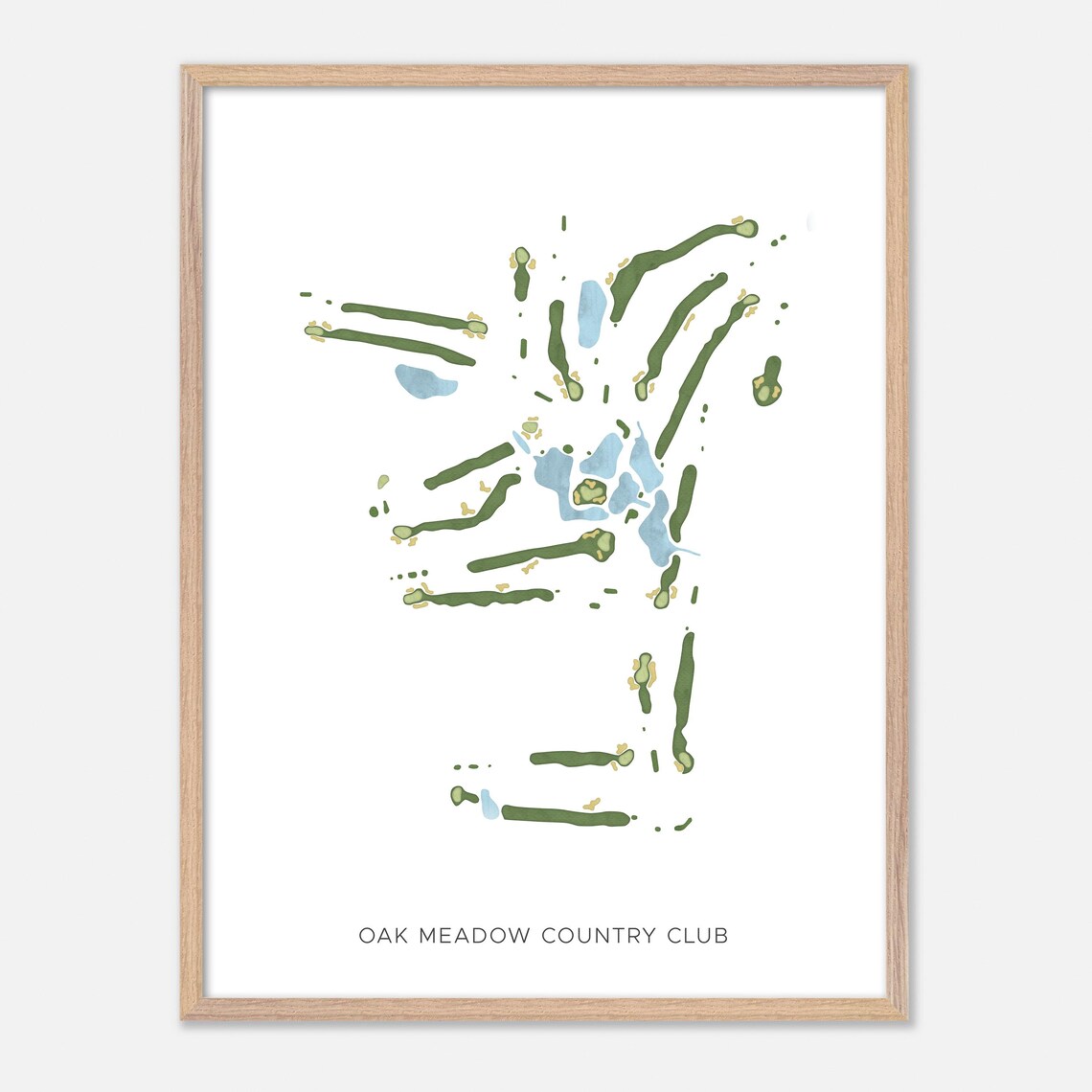 Oak Meadow Country Club Modern Minimalist Watercolor Golf Map Poster - Image 6