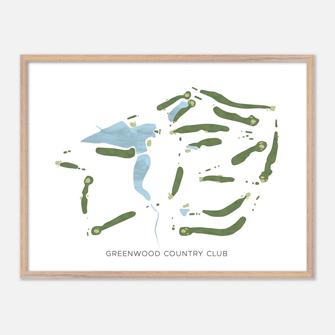 Greenwood Country Club Modern Minimalist Course Map Art Poster