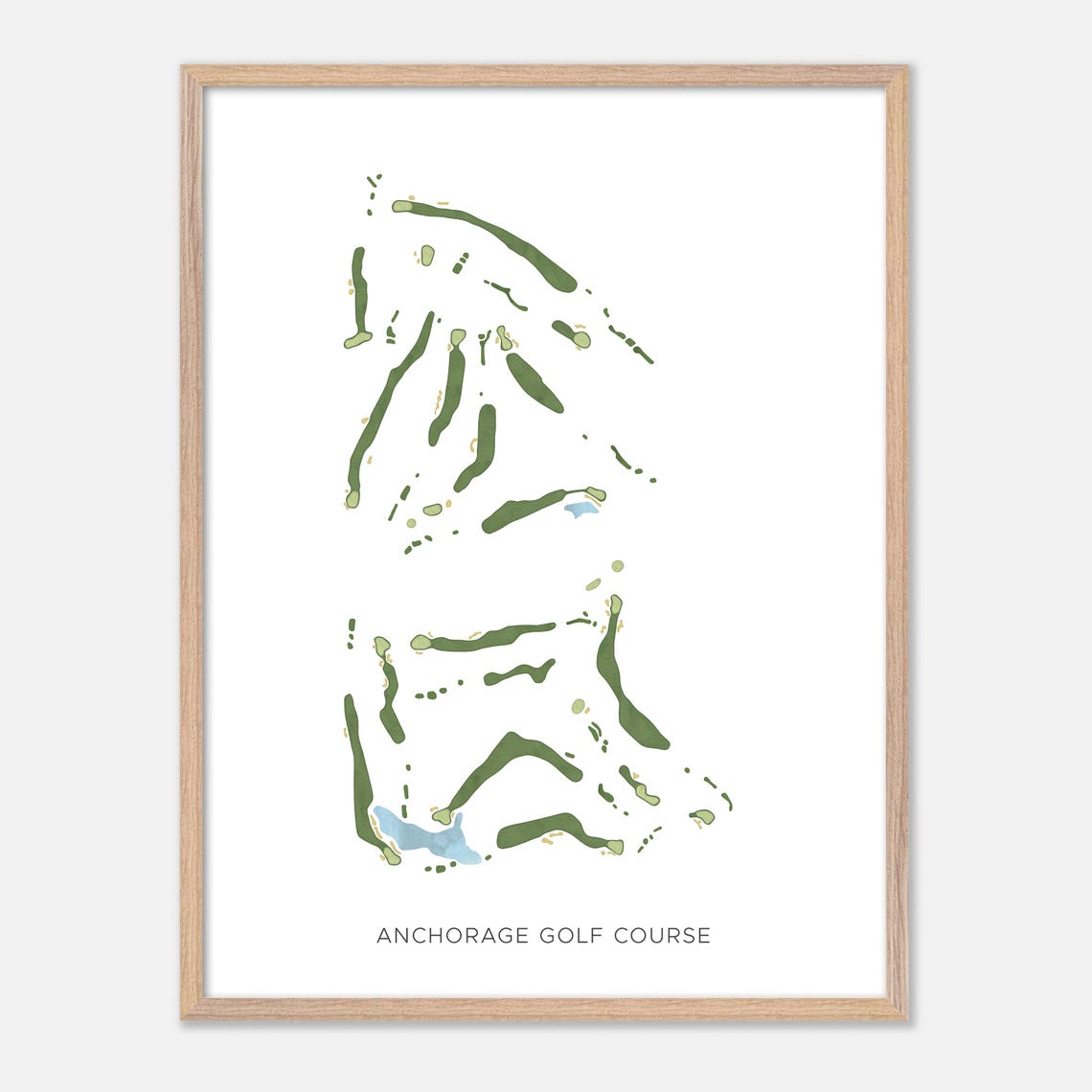 Scenic Anchorage Golf Course Alaska Modern Watercolor Map Poster - Image 2