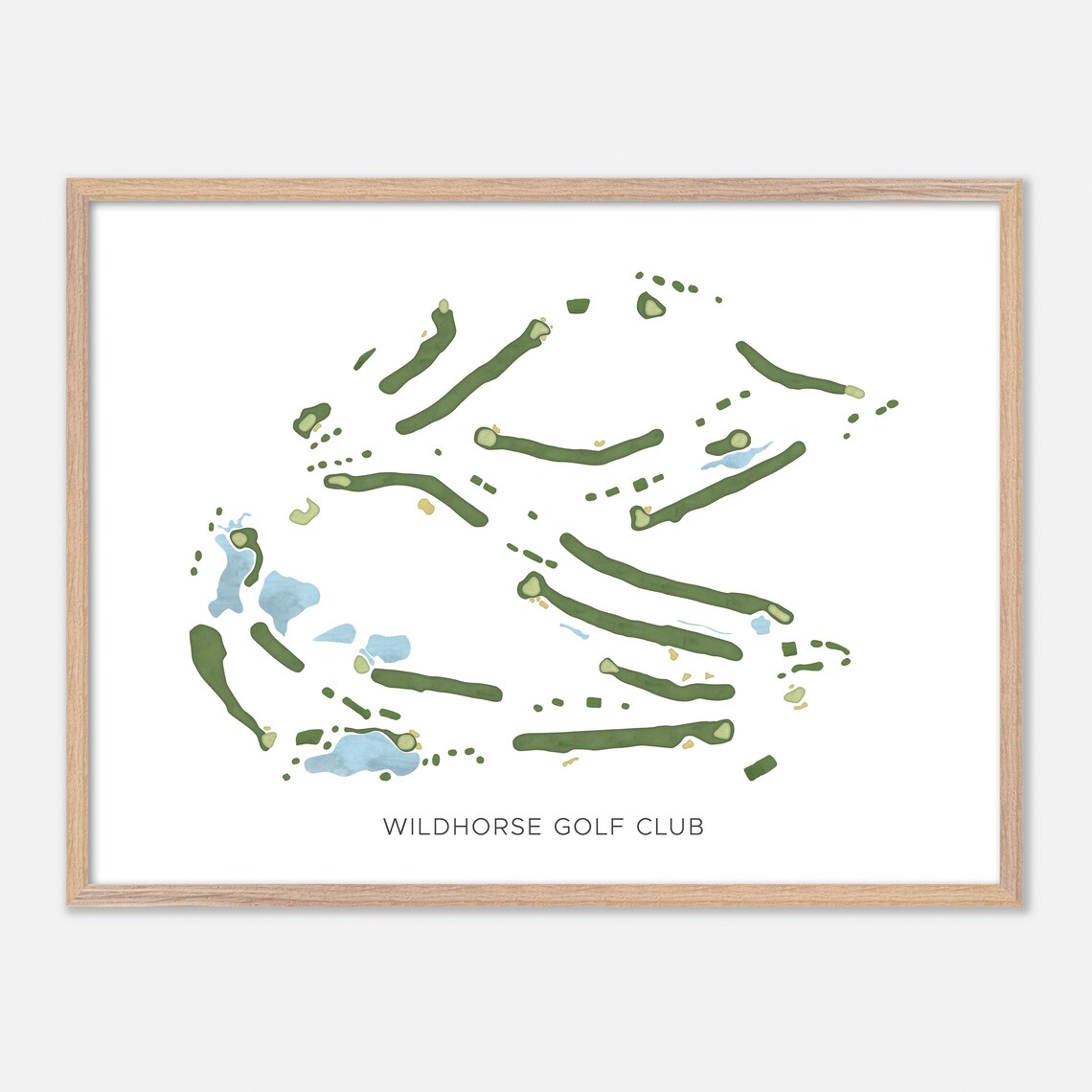 Wildhorse Golf Club Modern Watercolor Course Map Gift Poster