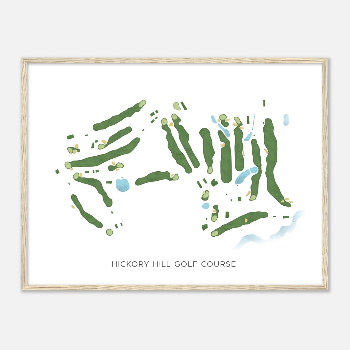 Hickory Hill Golf Course Massachusetts Modern Watercolor Map Poster - Image 2