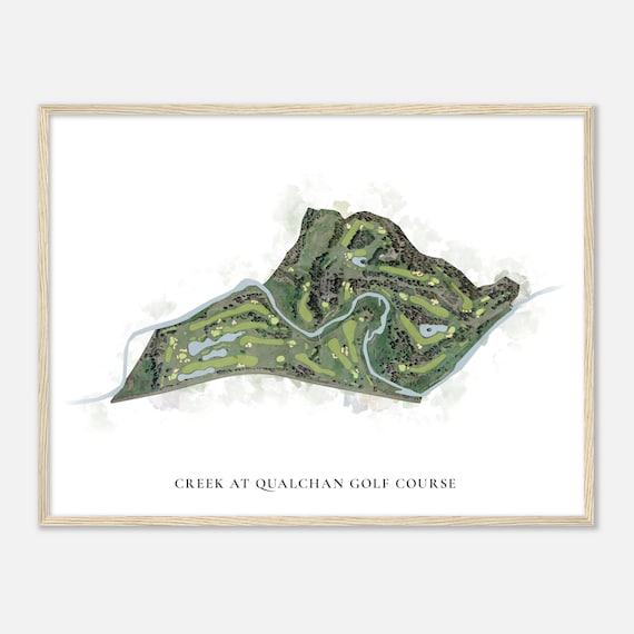 Creek At Qualchan Golf Course Washington Classic Watercolor Map Golfer Gift Golf Wall Art Golf Poster Print Course Layout