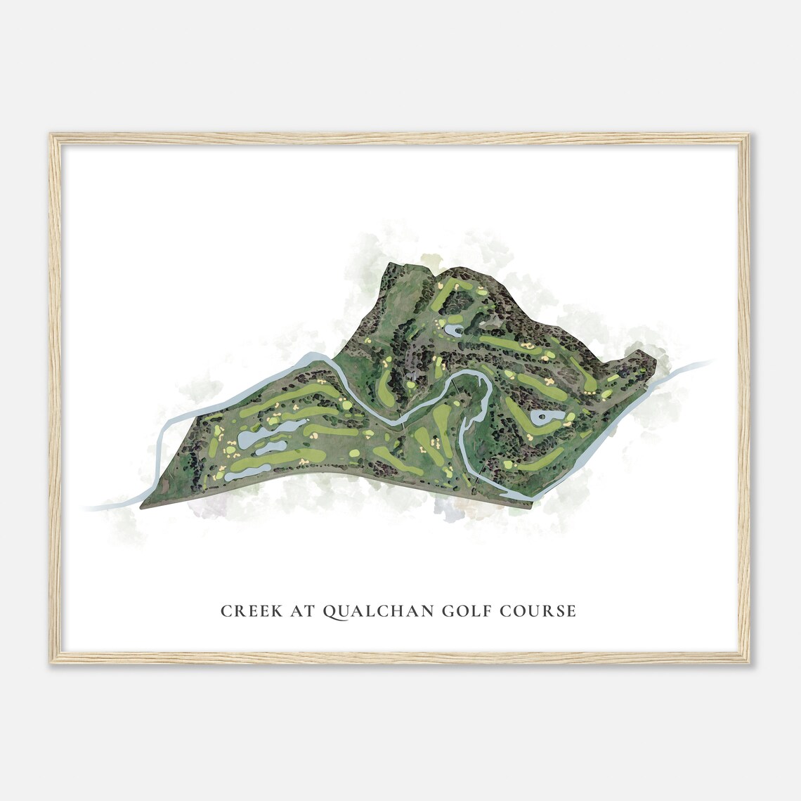 Creek At Qualchan Golf Course Washington Classic Watercolor Map Golfer Gift Golf Wall Art Golf Poster Print Course Layout