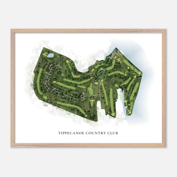 Tippecanoe Country Club In Monticello Indiana Classic Watercolor Map Golfer Gift Golf Wall Art Golf Poster Print Course Layout