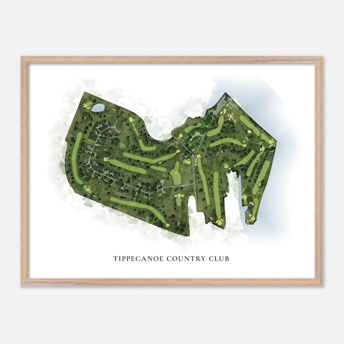 Tippecanoe Country Club Indiana Classic Watercolor Map Art Poster