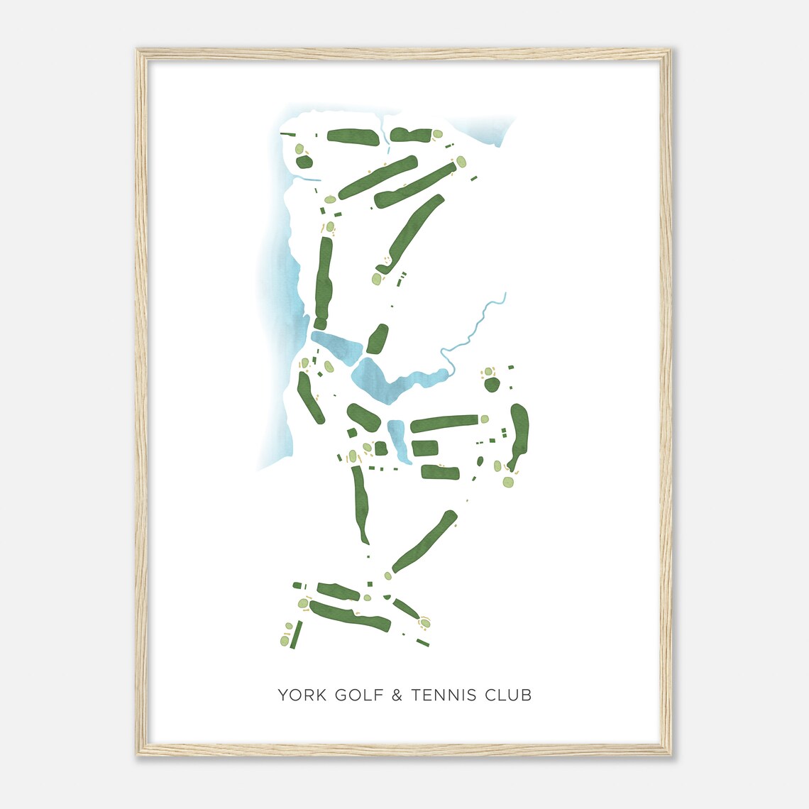 York Golf & Tennis Club Maine Modern Watercolor Golf Course Map Poster - Image 2