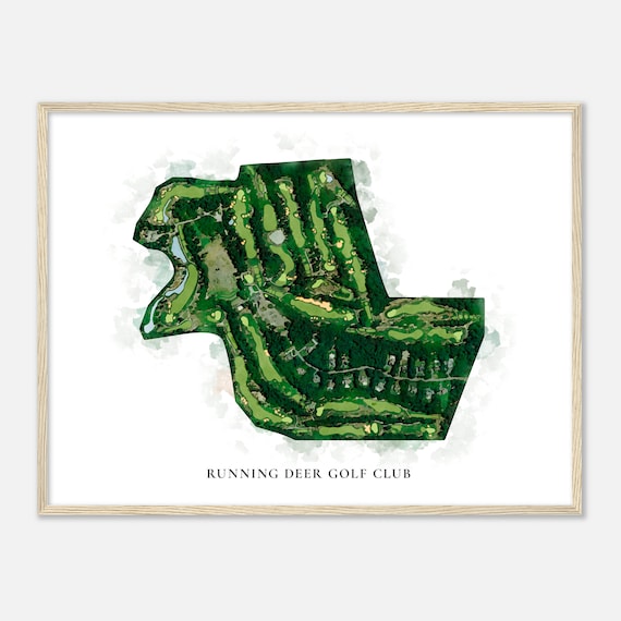 Running Deer Golf Club New Jersey Classic Watercolor Map Golfer Gift Golf Wall Art Golf Poster Print Course Layout