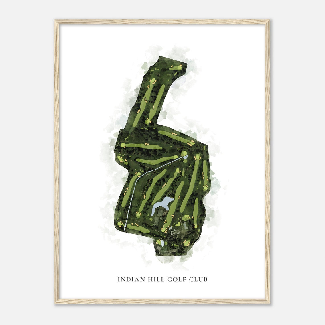 Indian Hill Golf Club Watercolor Aerial Map Course Art Poster - Image 2